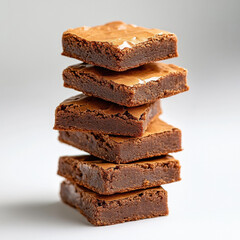 stack of brownies on white background