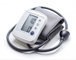 Medical instrument blood pressure monitor on white.