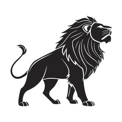 Obraz premium black and white Vector illustration of a lion and silhouette design