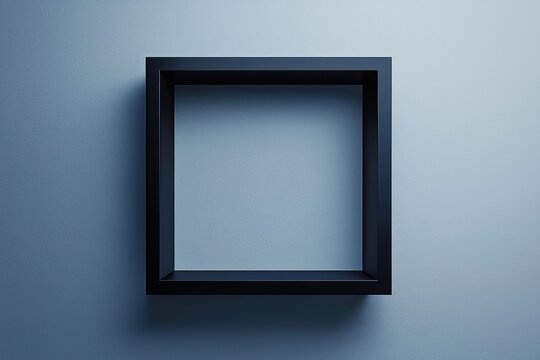 Bold symmetry in sophisticated 3D-rendered black frame on neutral gradient.