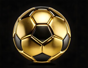 Luxury Gold Soccer Ball with Shiny Gloss Finish on Black Background | 豪華な金色のサッカーボール、光沢のある黒背景
