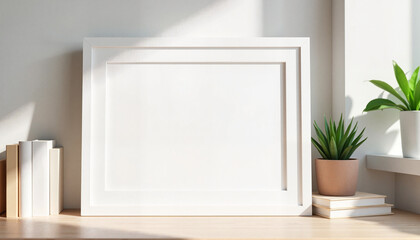 Frame Mockup With Inspirational Quote on shelf with plants