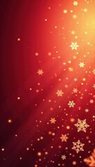 Delicate snowflakes scatter across a red-to-gold gradient , holiday texture, subtle, gradient