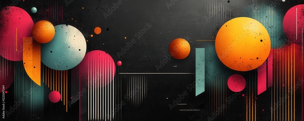 Wall mural colorful abstract background with geometric shapes and patterns