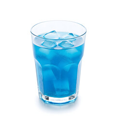Glass of Blue Liquid with Ice Cubes