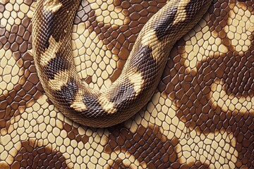 Fototapeta premium Close-up of a snake's patterned skin. Perfect for designs emphasizing texture, nature, or reptiles.