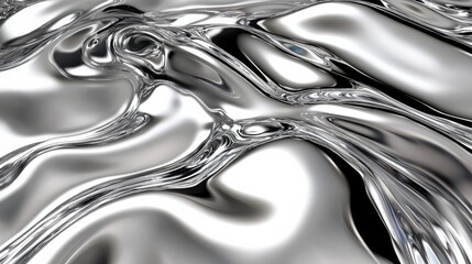 3D Rendered Illustration of Shimmering Silver Surface