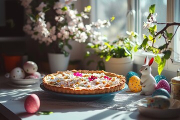 easter cake and eggs