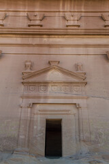 Obraz premium Madain Saleh, a UNESCO-approved historical site, is located in Al Ula, Saudi Arabia.