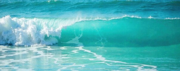 Crystal clear turquoise water, rolling waves with white foam, water, holiday