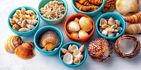 Fototapeta premium Eye-catching seashell collection showcases nature's beauty.