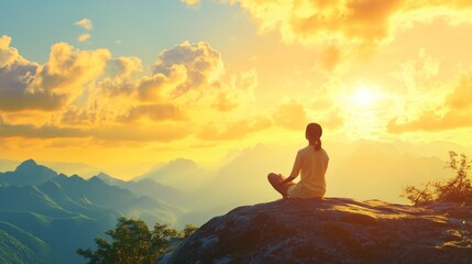 Obraz premium Outdoor exercises in nature, healthy lifestyle, fitness activities, balanced nutrition, yoga, meditation, active living, mental wellness, healthy sustainable habits, vibrant energy, and positivity.