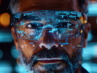 Teacher engages students with augmented reality technology in a modern classroom featuring 3D educational content