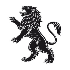 Black and White Lion Silhouette Design