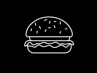 Fototapeta premium Burger Food Line Icon Symbol Junk Fast Food 