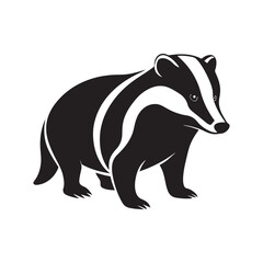 badger silhouette, black and white silhouette, vector and illustration