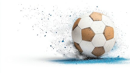 Fototapeta premium Soccer Ball with Dust and Motion Blur on Light Background Highlighting Sport Dynamics