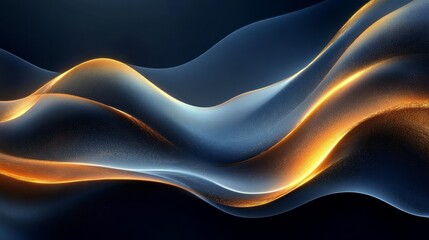 Radiant abstract background with flowing blue and gold light curves, minimalist premium design 