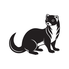 ferret silhouette, black and white silhouette, vector and illustration