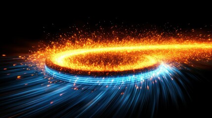 Abstract Fiery Ring of Light and Energy: A Digital Artwork