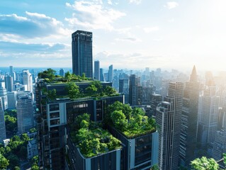 Obraz premium Innovative sustainable architecture in a futuristic city skyline urban environment gigapixel viewpoint