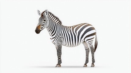 Obraz premium Realistic Zebra Illustration with Stripes, Isolated on White Background for Creative Projects