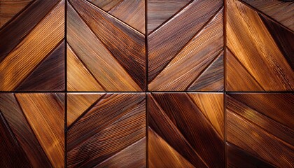 Artful Abstract Mosaic Texture Brown Wooden Geometric Patterns Glamour and Deco, Showcasing Glossy Glazed Tile Design with Vibrant Colors