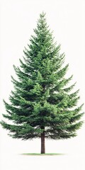 Obraz premium Majestic Evergreen Tree Isolated on White Background Perfect for Nature Designs and Holiday Themes