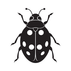 ladybug silhouette, black and white silhouette, vector and illustration