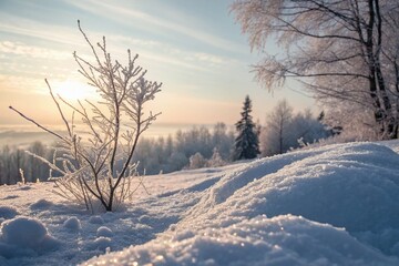 Winter Wonderland: Double Exposure of Snowdrifts and Frozen Branches