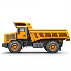 Fototapeta premium Dump Truck isolated on white background. Dump Truck icon. Heavy Machinery isolated on white. Construction Vehicle. Dump Truck Design Element. Dump Truck Isolated for Designers. Dump Truck isolated.