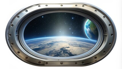 Earthrise View from Spacecraft Porthole