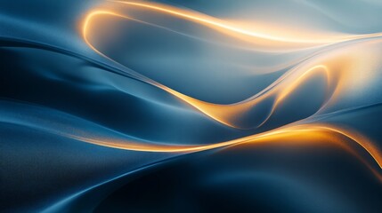 Abstract glowing arcs of blue and gold light softly blending into a luxurious gradient 
