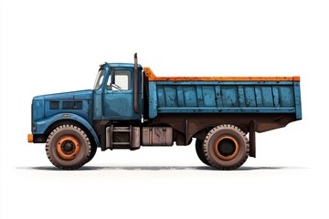 Fototapeta premium Dump Truck isolated on white background. Dump Truck icon. Heavy Machinery isolated on white. Construction Vehicle. Dump Truck Design Element. Dump Truck Isolated for Designers. Dump Truck isolated. 