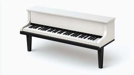 Elegant White Piano with Black Legs on a Simple Background