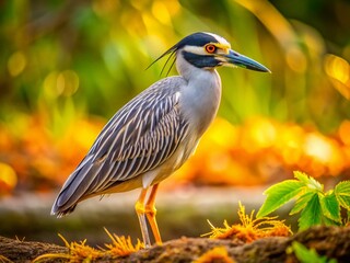 Obraz premium Yellow-crowned Night Heron Ground Perch - Vertical Wildlife Photo