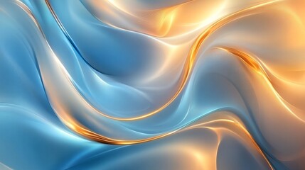 Obraz premium Luxurious background with elegant arcs of blue and gold light softly transitioning into a radiant gradient 
