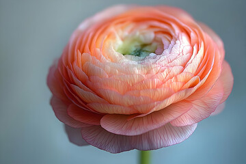 Close-Up of a Peach Ranunculus Blossom