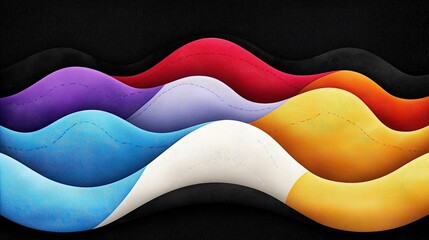 Obraz premium Colorful Wavy Patterns on a Dark Background Representing Creative Design and Artistry