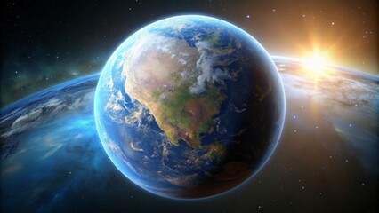 Obraz premium Earth From Space, Sunrise, Planet Earth