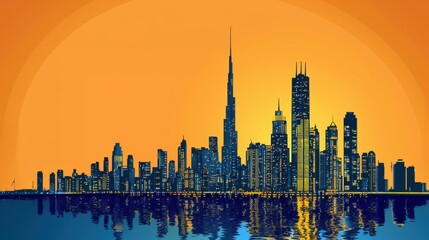 Naklejka premium 3D model of Dubai city