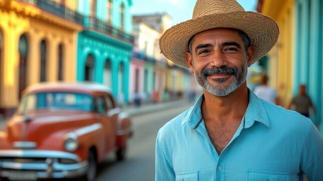 A smiling Cuban man in a guayabera shirt.