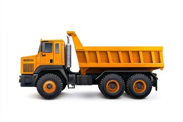 Fototapeta premium Dump Truck isolated on white background. Dump Truck icon. Heavy Machinery isolated on white. Construction Vehicle. Dump Truck Design Element. Dump Truck Isolated for Designers. Dump Truck isolated. 