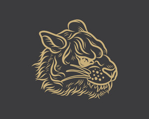 Tiger line artwork vintage tattoo style illustration vector clip art sticker t shirt design element print art editable
