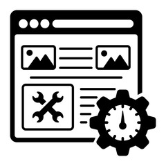 web performance optimization vector design, Web hosting service Symbol, Computing machines Sign, Internet Application Management stock illustration, Website speed or performance increasing concept