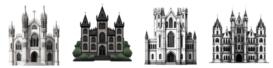 Fototapeta premium Majestic Medieval Cathedrals and Castles Towering in the Landscape