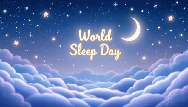 World sleep day: serene night sky design for relaxation and sleep campaigns - Powered by Adobe