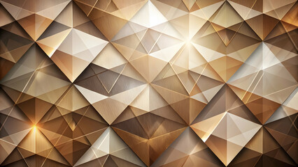 Obraz premium Golden Geometric Triangles: Abstract background image featuring a luxurious pattern of gleaming golden and bronze triangles, creating a modern and sophisticated design with depth and texture. 