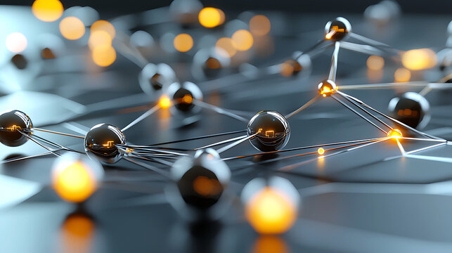 A close up of many small spheres connected by lines. generated using AI