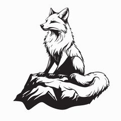 Fox Image vector. Peaceful Fox Resting on Rock in Nature Vector Illustration